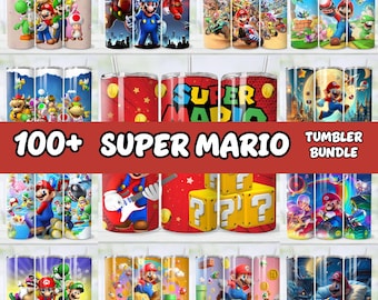 Paquete de fundas para vasos de Super Mario, funda delgada para vaso de 20 oz, diseño PNG para sublimación de vaso de 20 oz, diseños digitales de descarga instantánea