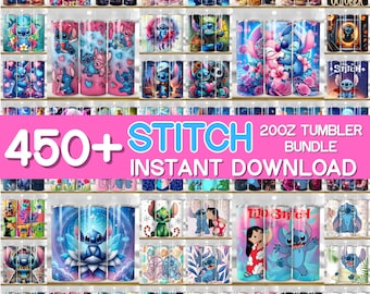450+Stitch Tumbler Wrap Png Bundle, 3D Inflated Stitch Tumbler Design PNG, Cute Cartoon Stitch Png, Lilo & Stitch Sublimation