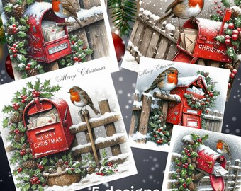 Multi pack of 10 robin Christmas cards  bumper pack luxury Christmas cards robin designs