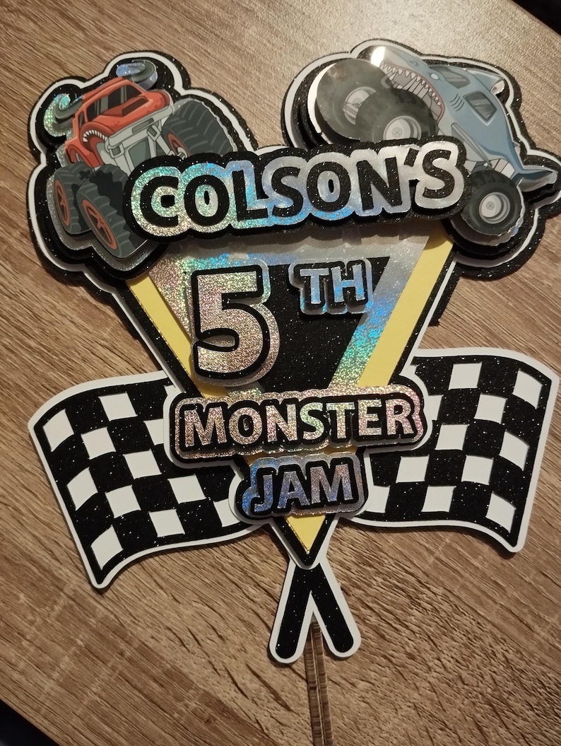 Colson Flags Monster Truck Cake Topper Monster Truck Themed Monster Truck Cake ...