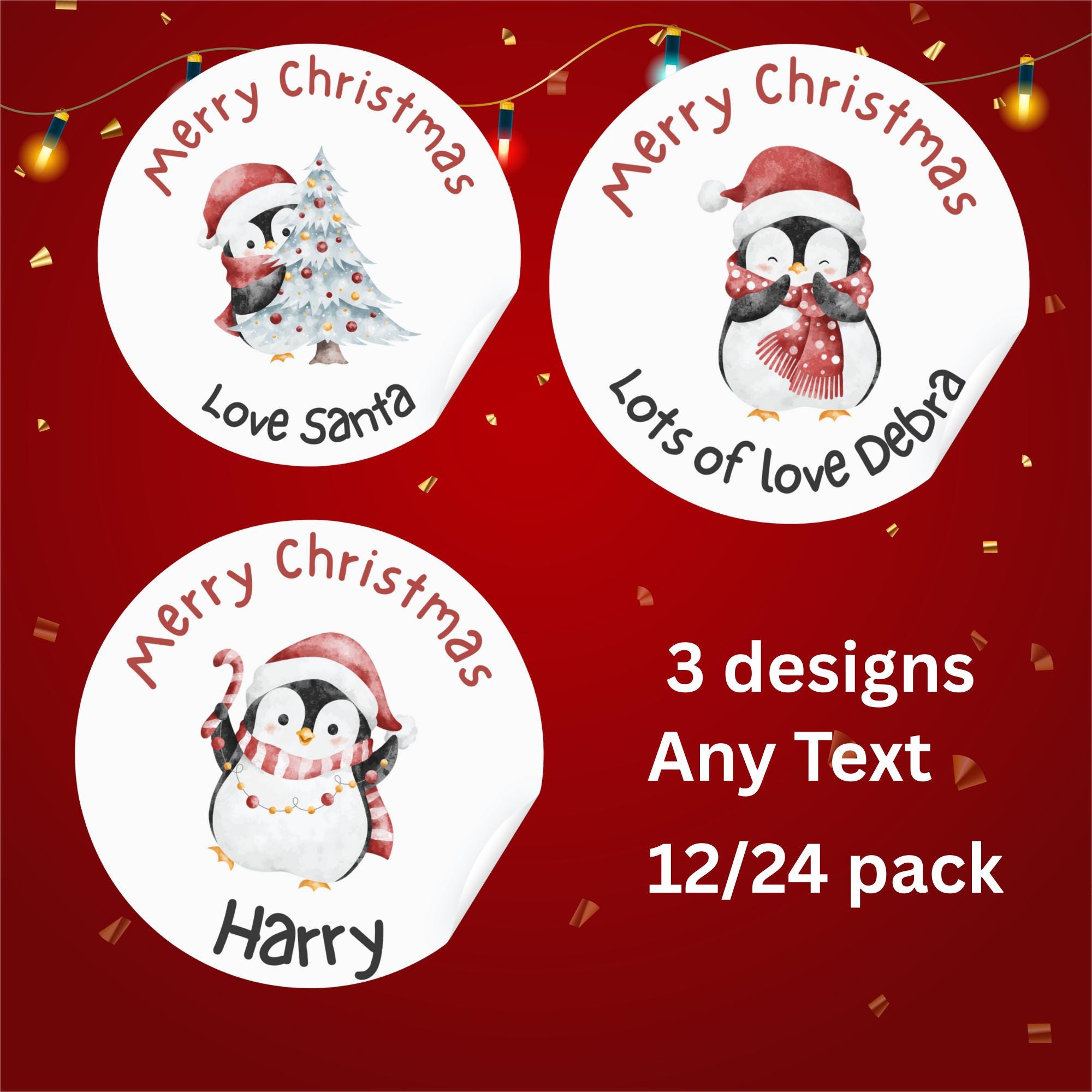 Personalised Father Christmas Santa Stickers For Sweet Cones – Round Paper – UK Made