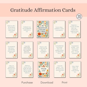 Gratitude Affirmation Cards: Printable Mindful Living Prompts (PDF Download