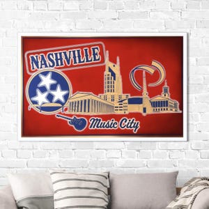 Nashville Skyline Print: Modern Urban Sketch, Tennessee Travel Art (Digital Download)