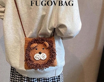 Hand Crochet Lion Crossbody Bag with Kawaii Mini Knitted Design