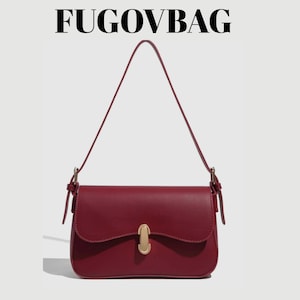 Vintage Lock Bauletto Shoulder Bag – Small Square Baguette Handbag with Dual Straps, Versatile Crossbody for Women, Gift for Her Holidays