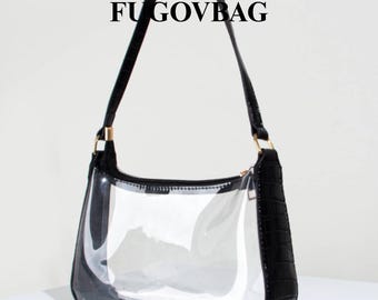Bolsa de estadio transparente de PVC con cremallera (12 x 12 x 6 pulgadas)