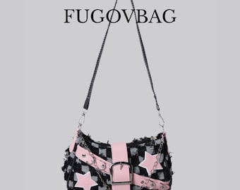Y2K Gothic Star Buckle Shoulder Bag – Black Chain Crossbody Purse