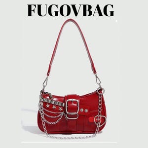 Y2K Star Moon Silver Axelväska: Kedjerem Axelväska