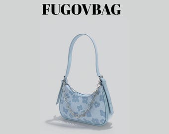 Jacquard-Satteltasche für Damen – Mini-Unterarmtasche mit Tragegriff oben, Vintage-Schultertasche für Y2K-Outfits, Alltagsstil und als