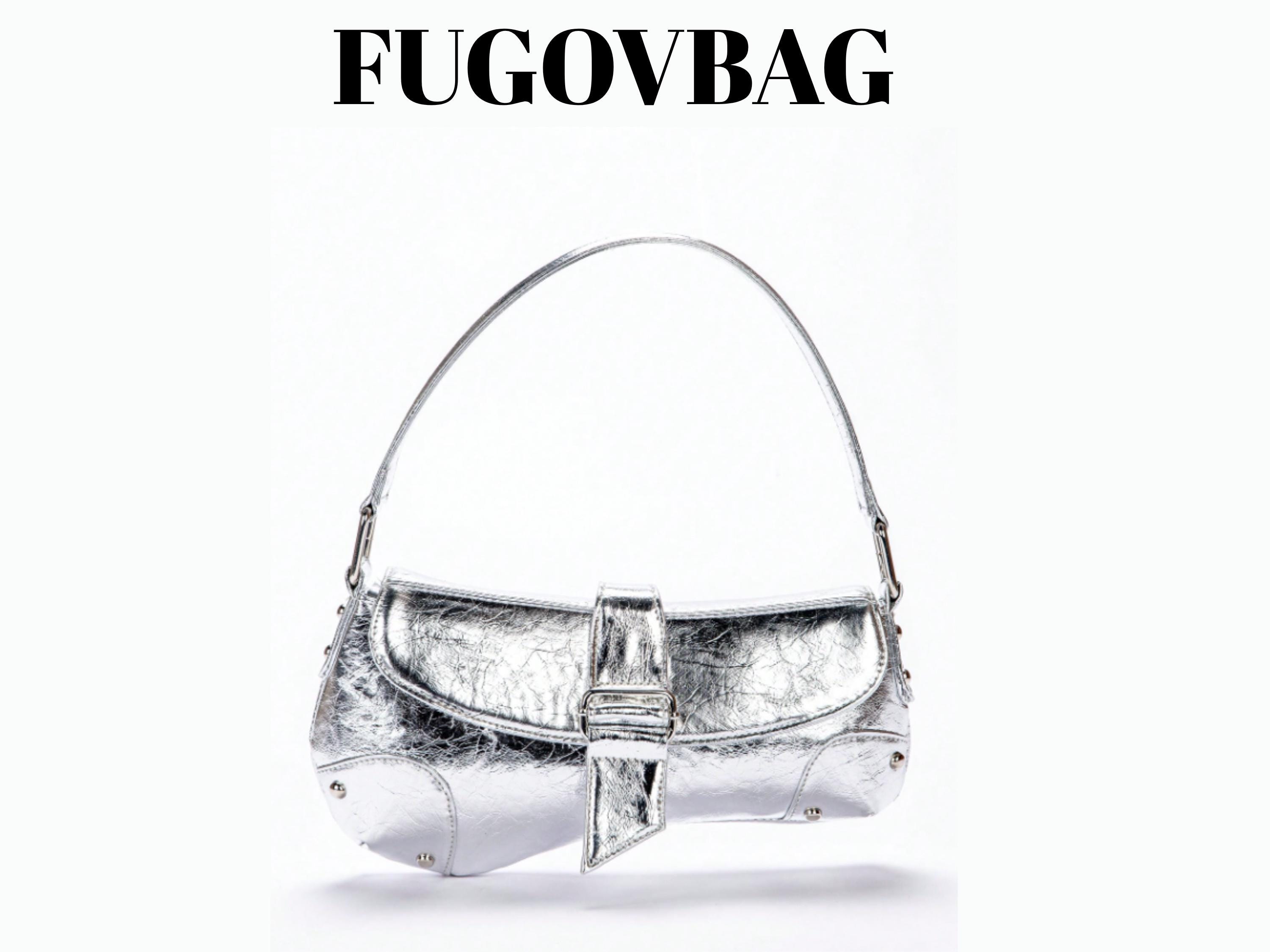 Y2K Studded Silver Metallic Shoulder Bag – Asymmetric Party Purse 