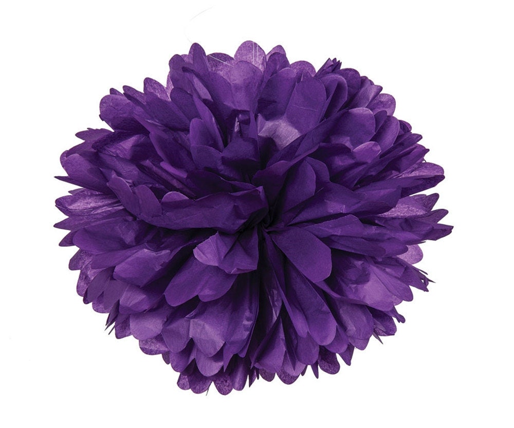 2 Purple Tissue Pom Poms 4 6 or 8 inch Single or Etsy