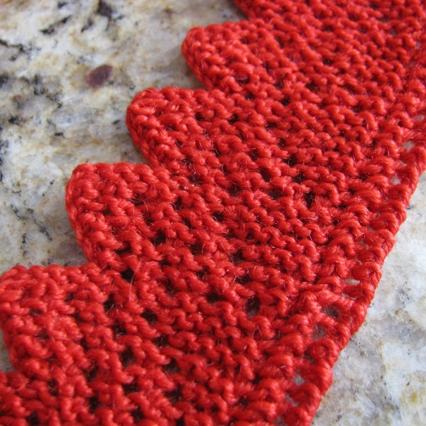 Vintage Hand Crochet Trim Red over 2 yds