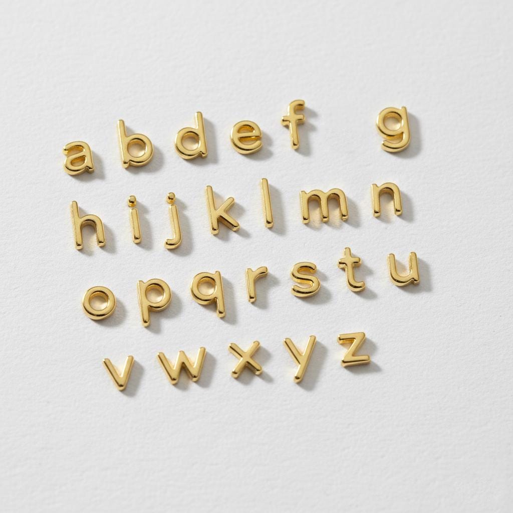 14KT Solid Gold Alphabet [a - Z] Charms - Etsy