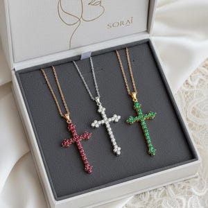 14KT Gold Starlight Cross Pendant in Natural/Lab Grown Gemstones/Diamonds