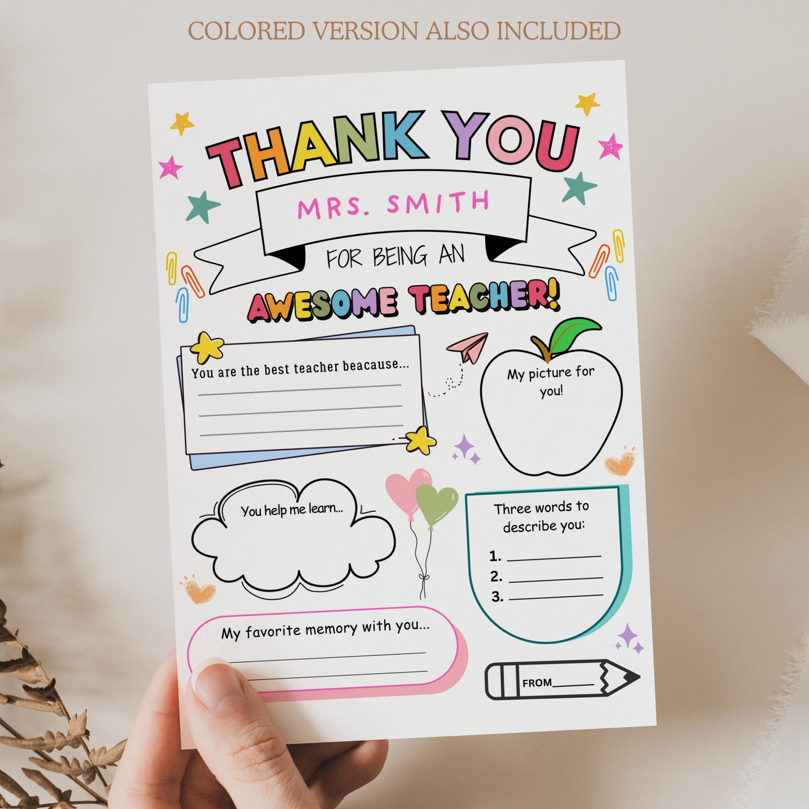 Teacher Appreciation Printable Coloring Page, Teacher Appreciation ...