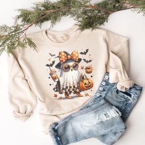 Halloween Geist Sweatshirt, süßes Geist Sweatshirt, Damen Halloween Sweatshirt, gruseliges Saison Sweatshirt, Geschenk Halloween, lustiges Sweatshirt