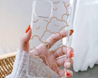 Etui Kawaii Bear Clear do iPhone'a MagSafe 17 Pro Max 16 Pro 15 14 13 12. Urocze, minimalistyczne etui na Samsunga S25 Ultra S24 S23 S22 S21. Prezent dla niej.