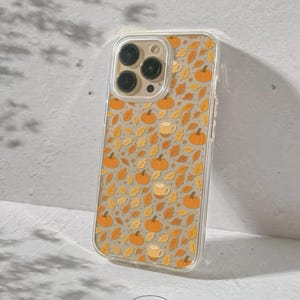 Pretty Cosy Autumn Pumpkins Clear Phone Case for iPhone 16 15 14 13 12 11 Pro Max XS XR X Cute Fall Samsung S25 Ultra S24 S23 S22 S21 Case