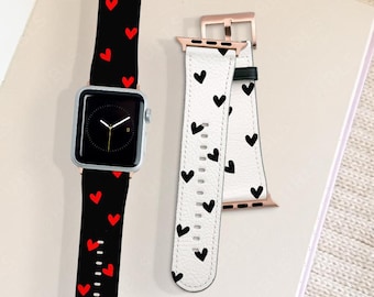 Kawaii Mini Hearts Minimalist Vegan Leather iWatch Band for Apple Watch Valentines Love iWatch Strap Series 11 10 9 8 7 SE Ultra Watch Band