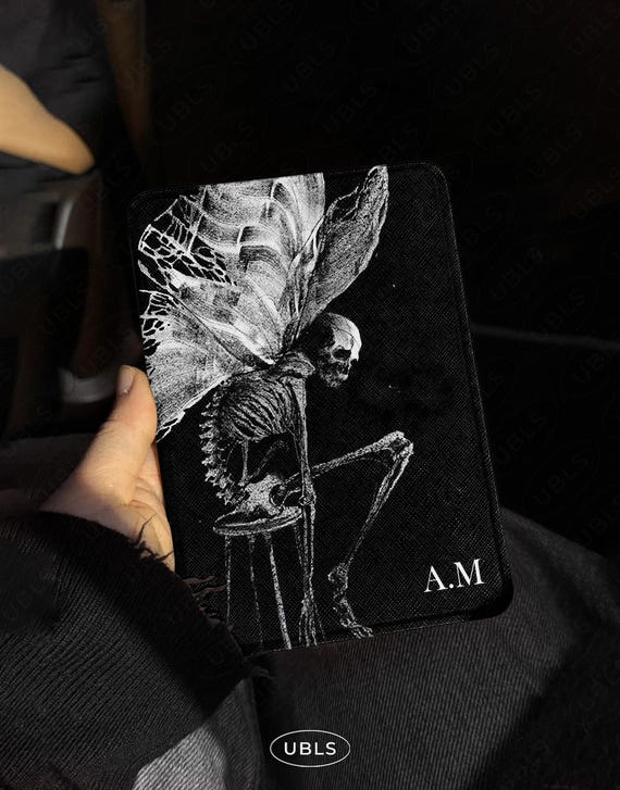 Gothic Fairy Skull Magnetic Kindle Case 7"/6.8"/6" Paperwhite 12th 11th Leather Cover with Strap Dark Grunge Colorsoft Case Book Lover Gift