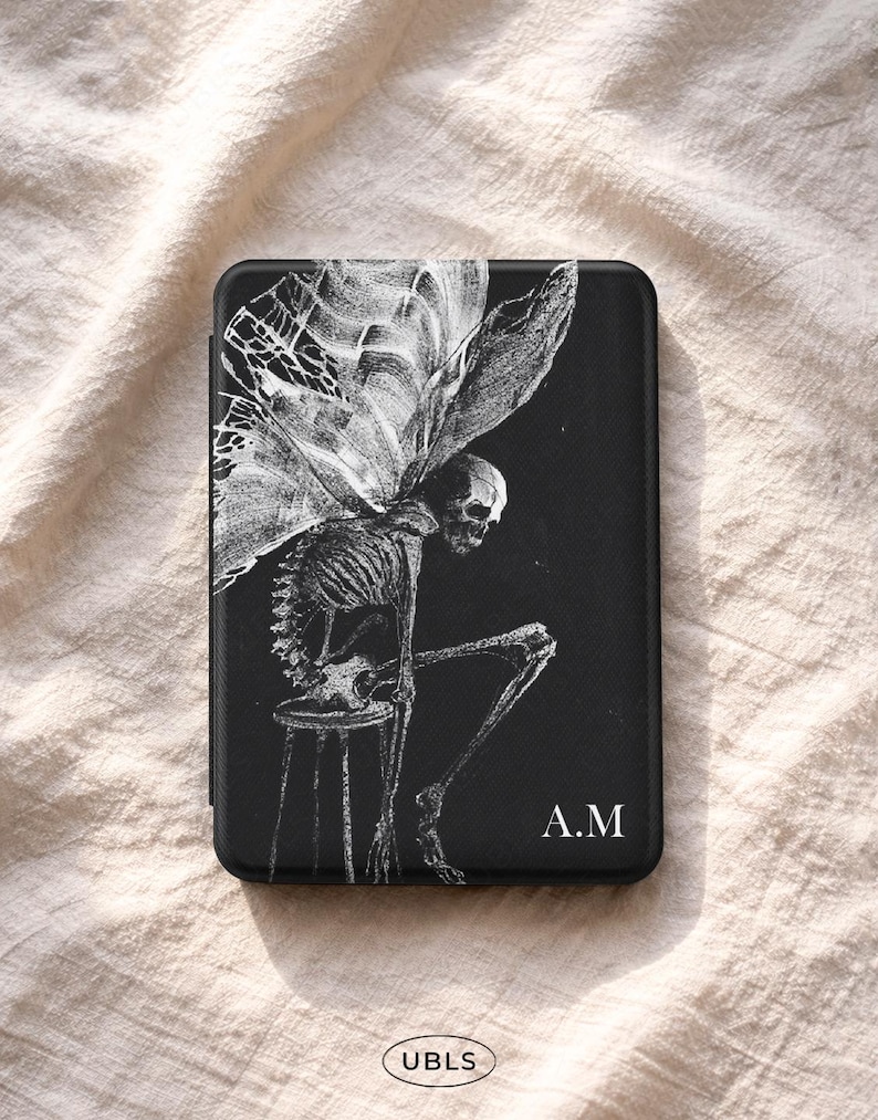 Gothic Fairy Skull Magnetic Kindle Case 7"/6.8"/6" Paperwhite 12th 11th Leather Cover with Strap Dark Grunge Colorsoft Case Book Lover Gift image 12