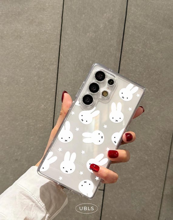 Kawaii Rabbit Star Clear Phone Case for Samsung MagSafe S26 S25 Ultra S24 Plus S23 S21 FE Cute Minimalist Clear iPhone 17 16 15 14 13 Cover