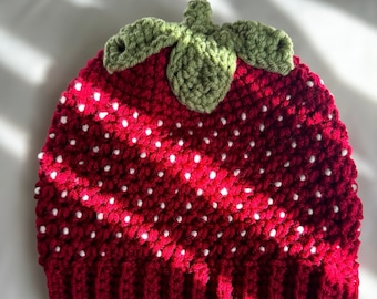 Crochet Strawberry Beanie: Whimsical Spring Hat