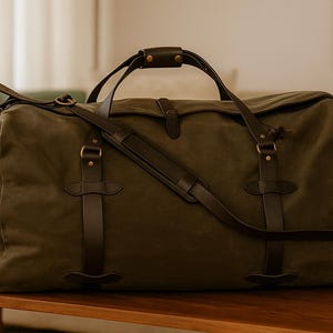 Heavy Tin Cloth Duffle Bag - Large Waxed Canvas Travel Bag Moss Green - Limited Edition 2014 - Rugged Weekend Bag - Men&#39;s Utility Luggage