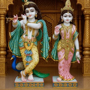 24&quot; Radha Krishna Marble Statue | Handcrafted Idol Murti for Home Temple & Pooja Room | Hindu God Sculpture | Makrana Marble Decor
