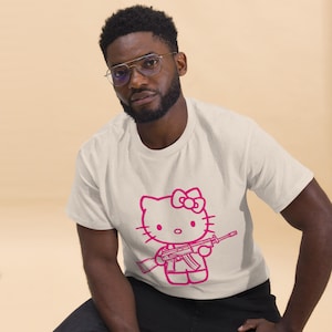 Pink Rebel Kitty Tee – Graffiti Style Hello Kitty with Gun | Kawaii Streetwear T-Shirt
