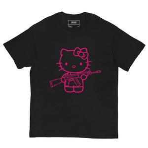 Pink Rebel Kitty Tee – Graffiti Style Hello Kitty with Gun | Kawaii Streetwear T-Shirt