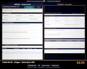 Plantilla de Plan de Mejora del Desempeño (PIP) – PDF editable en Word