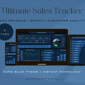 Rastreador de ventas simple / Rendimiento empresarial, ingresos, ganancias y análisis de clientes / Plantilla de Excel