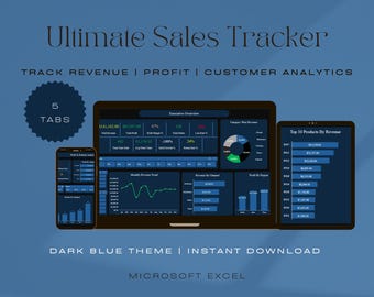 Rastreador de ventas simple / Rendimiento empresarial, ingresos, ganancias y análisis de clientes / Plantilla de Excel