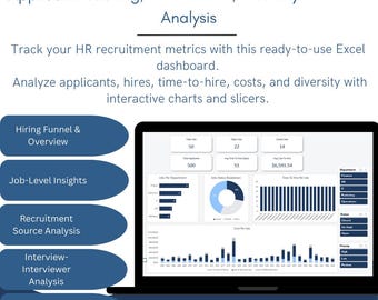 Panel de Excel para Reclutamiento de RR. HH.: Seguimiento de candidatos, Análisis de diversidad (Descarga instantánea)
