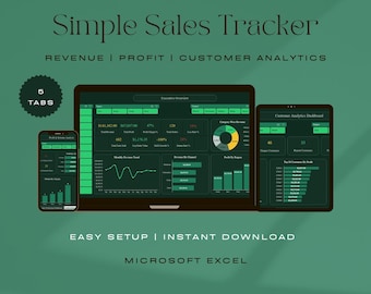 Panel de indicadores clave de rendimiento de ventas de Excel / Rastreador empresarial automatizado (Descarga digital)