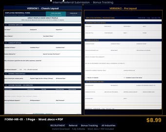 Plantilla de formulario de recomendación de empleados: editable en Word y PDF para equipos de RR. HH.