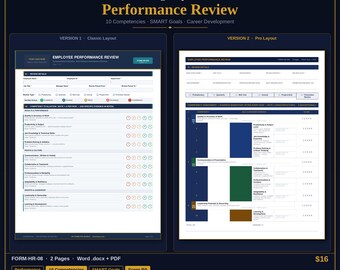 Plantilla de evaluación del desempeño del empleado / Formulario de evaluación anual de RRHH / Word y PDF / Descarga instantánea