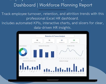 Rastreador de rotación y retención de empleados (descarga instantánea) / Plantilla de panel de Excel de RR. HH.