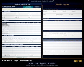 Formulario de emisión de bienes y equipos de la empresa – PDF editable en Word