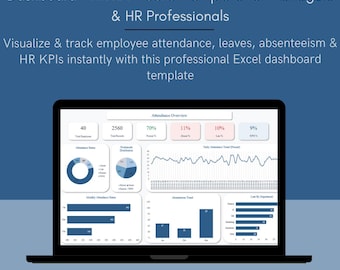 Panel de Excel de seguimiento de KPI de RR. HH.: Asistencia y ausencias de empleados (descarga instantánea)