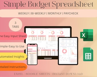 Hoja de cálculo minimalista para presupuestos: planificador mensual y anual (Excel, Google Sheets)