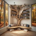 Rustic Tree Branch Corner Shelf, Handmade Pine Floating Wall Shelf, Natural Wood Book Tree Shelf, Unique Indoor Furniture and Home Décor