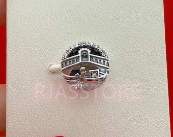 Charm calado del Puente de Rialto de Venecia – Plata de ley 925 – Compatible con pulsera Pandora – Regalo minimalista para niñas y mujeres