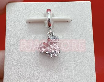 Charm colgante con silueta de Minnie Mouse en plata de ley 925. Compatible con pulseras Pandora. Regalo minimalista para niñas y mujeres.