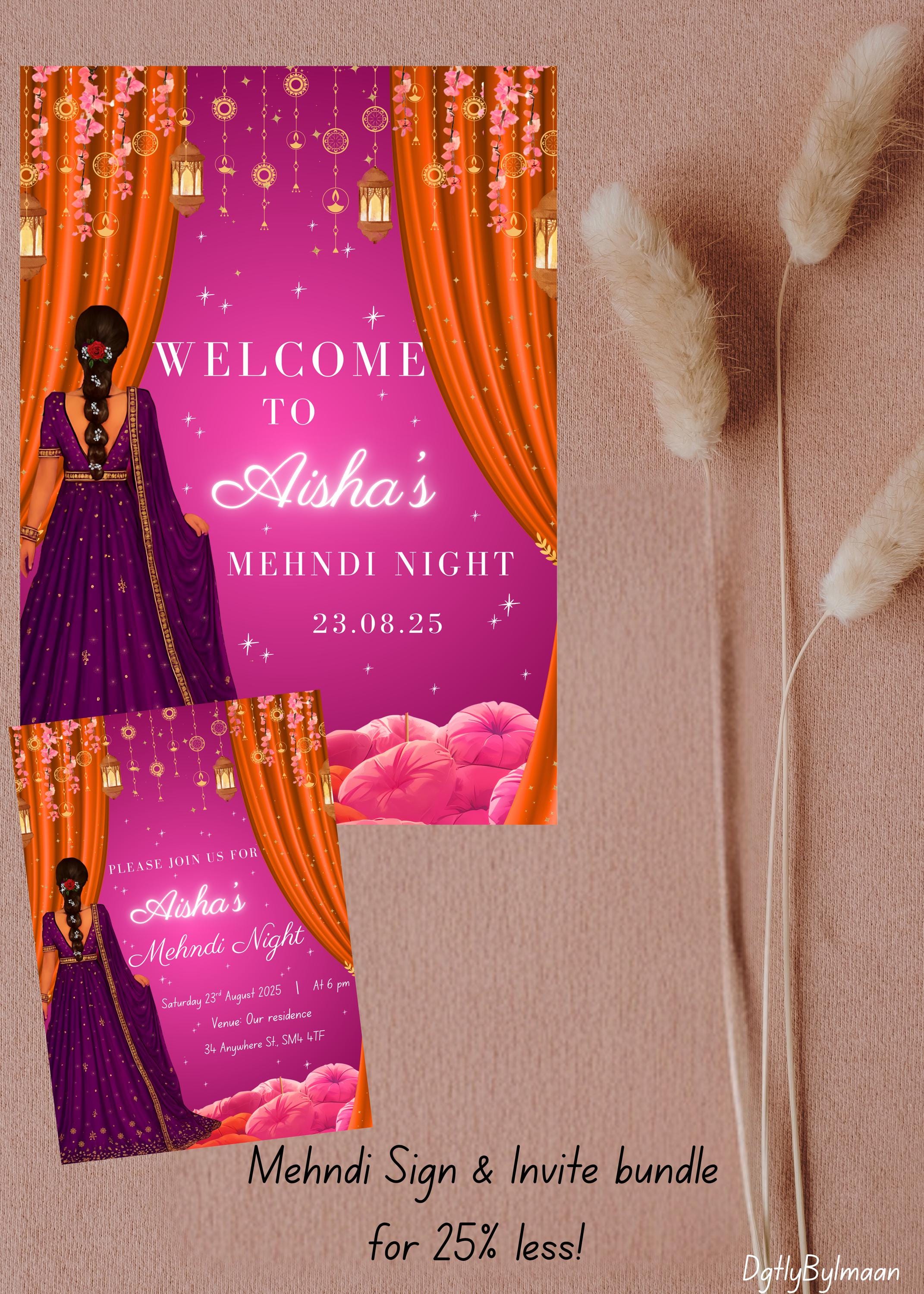 Colourful Mehndi Sign Template,digital Download for Mehndi Sign