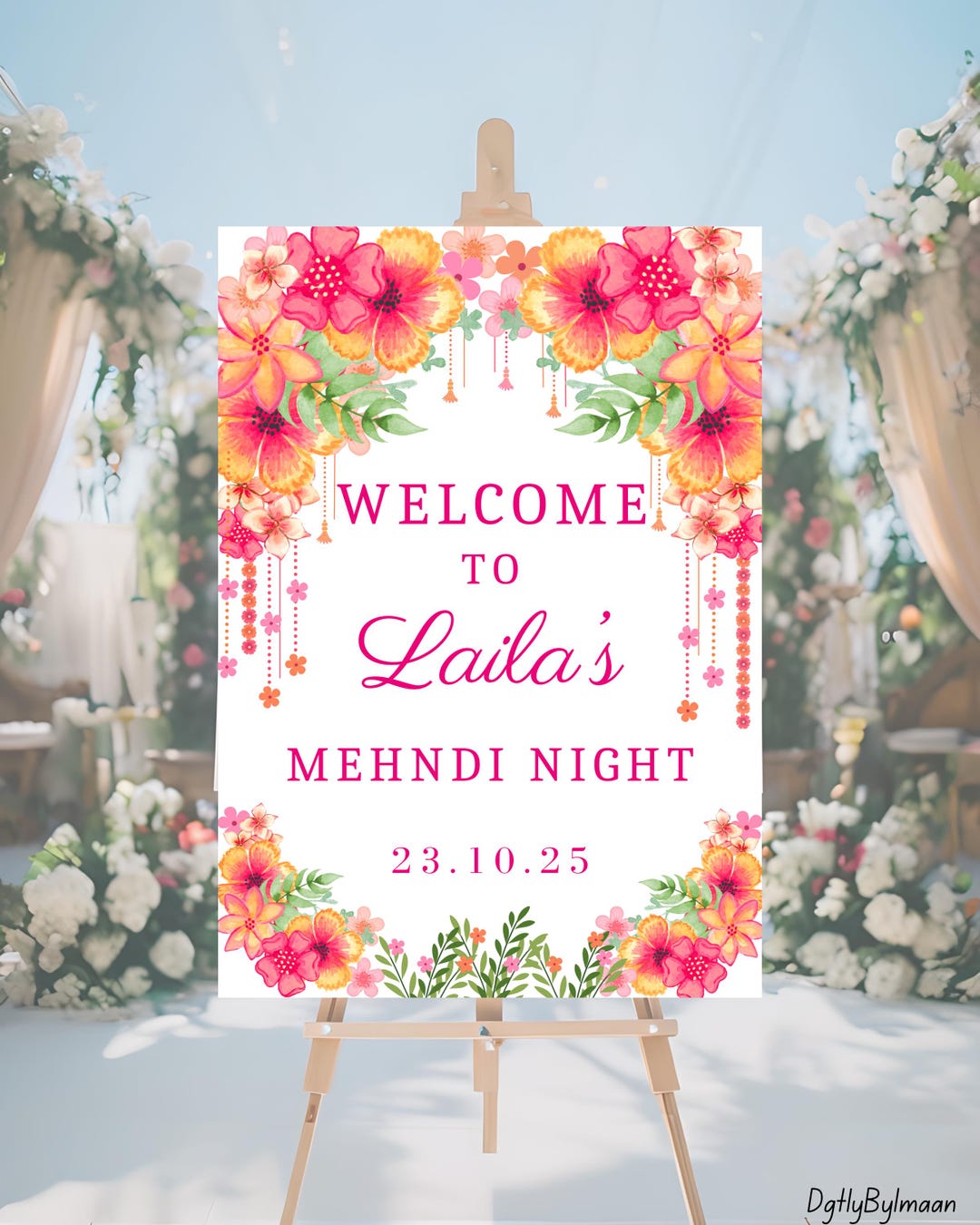 Colorful Mehndi Sign Template,digital Download for Mehndi Sign
