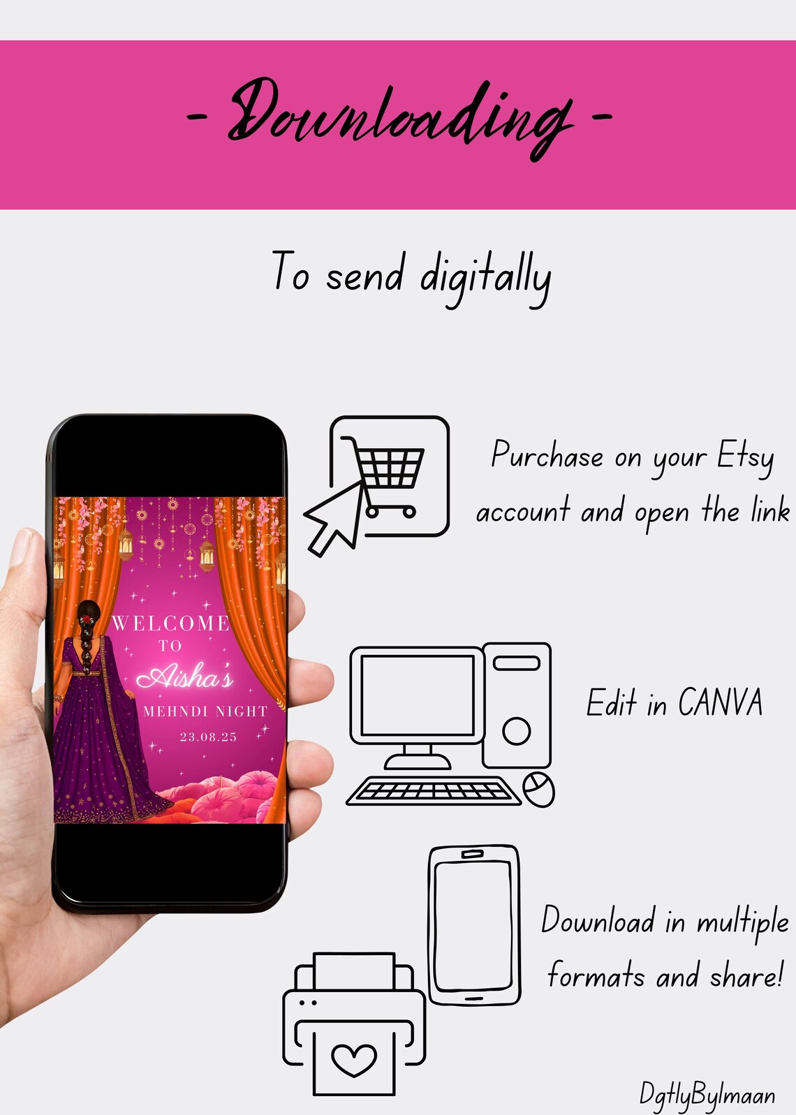 Colourful Mehndi Sign Template,digital Download for Mehndi Sign