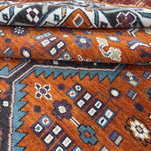 Antique Oushak Rug,brunt Orenge Neutral Turkish Rug9x12 Area Rug Accent Whimsical Rug,Handmade Wool Rug living room hallway office pre Order