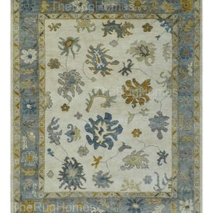 Cream Muted Handmade Oushak Rug, Neutral Turkish Rug 9x12, Cream & Gray Area Rug, Multi color Accent Area Rug, Handmade Wool Rug Custom size